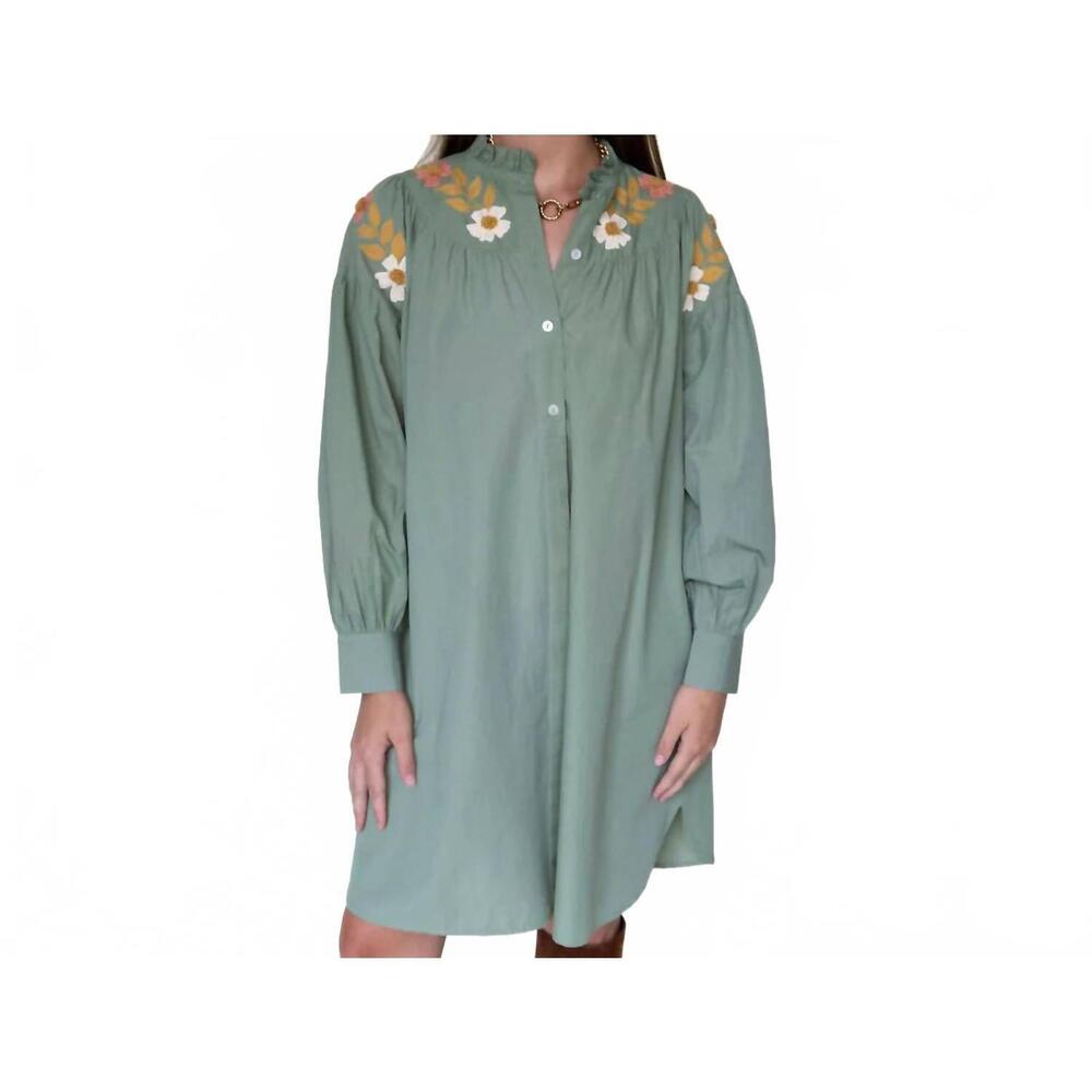 NEW EXVOTO kat long sleeve mini dress in sage green